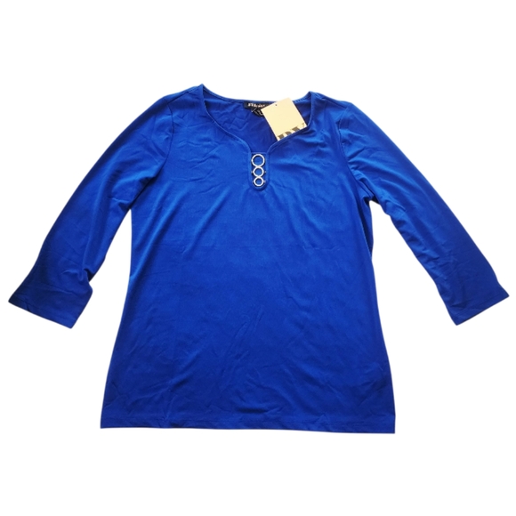 BY Design Women’s Top – Size Small – Scoop Neck 3/4 Sleeve with Hardware Detail - Picture 1 of 8